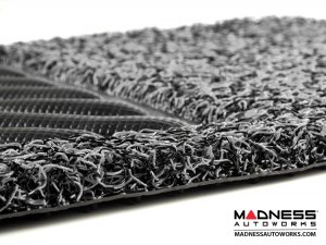 FIAT 124 Floor Mats - All Weather - Rubber Woven Carpet - Black + Grey